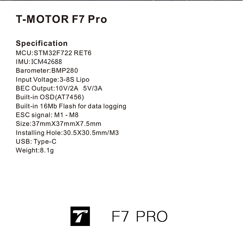 Полетный контроллер F7 PRO T-M – обзор и цена T-Motor F7 Pro Flight Controller